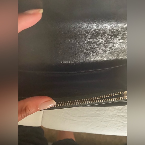 Black Saint Laurent Kate Small Grain De Poudre Shoulder Bag on Chain - Picture 9 of 11